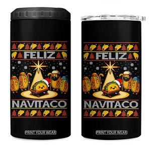 Funny Tacos Christmas Nativity Scene 4 in 1 Can Cooler Tumbler Feliz Navitaco Mexican Food TS11 One Size: 16 oz Black Print Your Wear