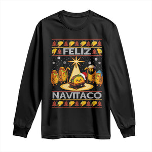 Funny Tacos Christmas Nativity Scene Long Sleeve Shirt Feliz Navitaco Mexican Food TS11 Black Print Your Wear