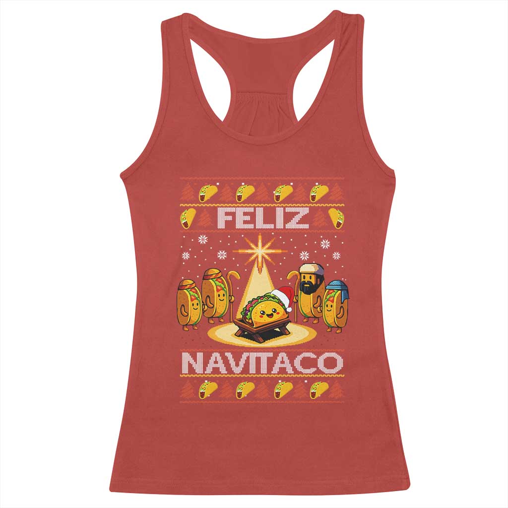 Funny Tacos Christmas Nativity Scene Racerback Tank Top Feliz Navitaco Mexican Food TS11 Red Print Your Wear