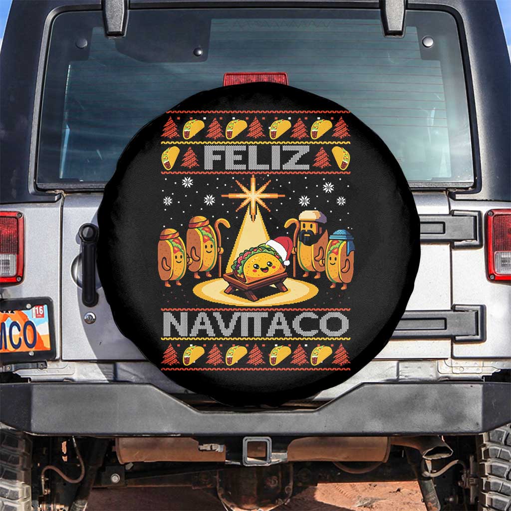 Funny Tacos Christmas Nativity Scene Spare Tire Cover Feliz Navitaco Mexican Food TS11 No hole Black Print Your Wear