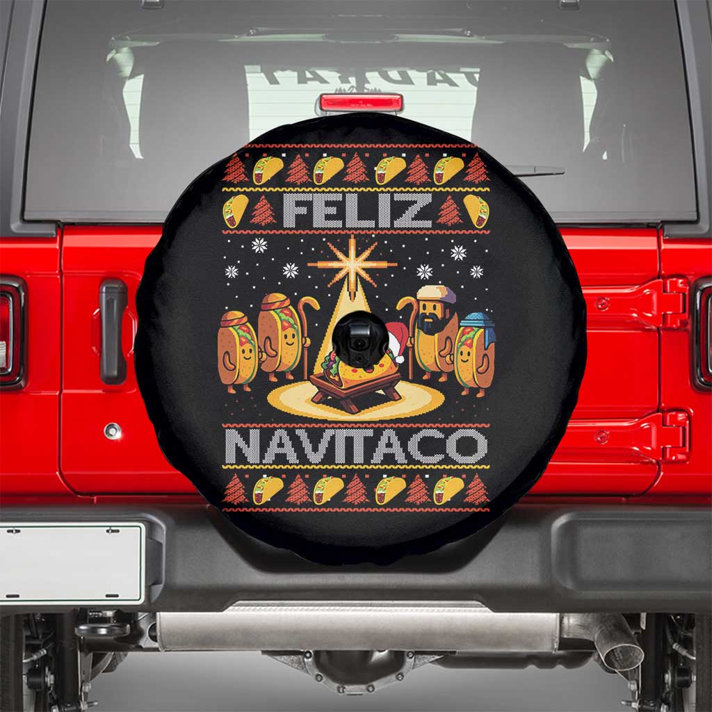 Funny Tacos Christmas Nativity Scene Spare Tire Cover Feliz Navitaco Mexican Food TS11 Black Print Your Wear