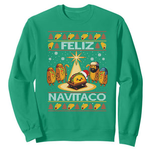 Funny Tacos Christmas Nativity Scene Sweatshirt Feliz Navitaco Mexican Food TS11 Irish Green Print Your Wear