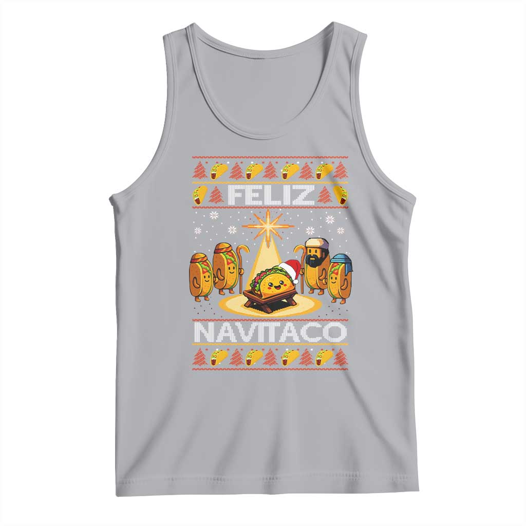 Funny Tacos Christmas Nativity Scene Tank Top Feliz Navitaco Mexican Food TS11 Athletic Heather Print Your Wear