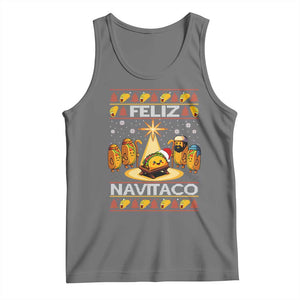Funny Tacos Christmas Nativity Scene Tank Top Feliz Navitaco Mexican Food TS11 Black Heather Print Your Wear