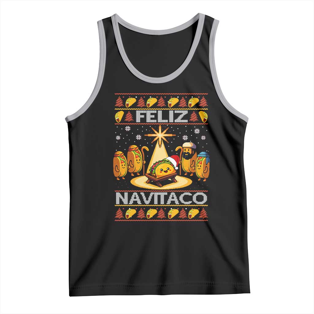 Funny Tacos Christmas Nativity Scene Tank Top Feliz Navitaco Mexican Food TS11 Black Athletic Heather Print Your Wear