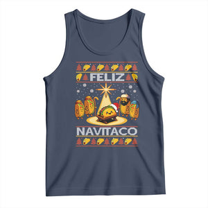 Funny Tacos Christmas Nativity Scene Tank Top Feliz Navitaco Mexican Food TS11 Navy Print Your Wear