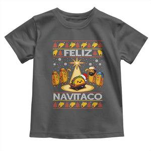 Funny Tacos Christmas Nativity Scene Toddler T Shirt Feliz Navitaco Mexican Food TS11 Dark Heather Print Your Wear