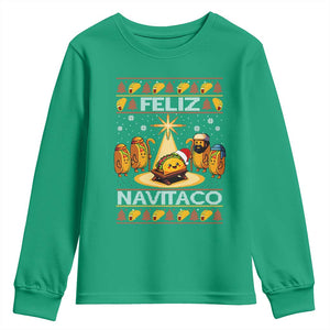 Funny Tacos Christmas Nativity Scene Youth Sweatshirt Feliz Navitaco Mexican Food TS11 Irish Green Print Your Wear