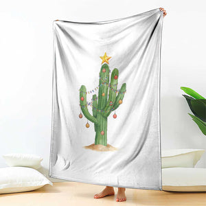 Funny Cactus Christmas Xmas Trees Lights Santa Hat Cactus Lovers Throw Blanket TS11 Print Your Wear