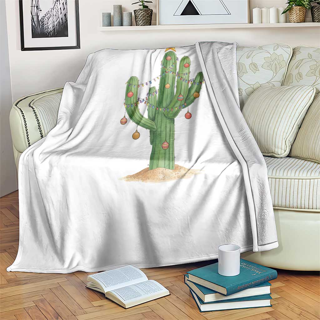 Funny Cactus Christmas Xmas Trees Lights Santa Hat Cactus Lovers Throw Blanket TS11 Print Your Wear