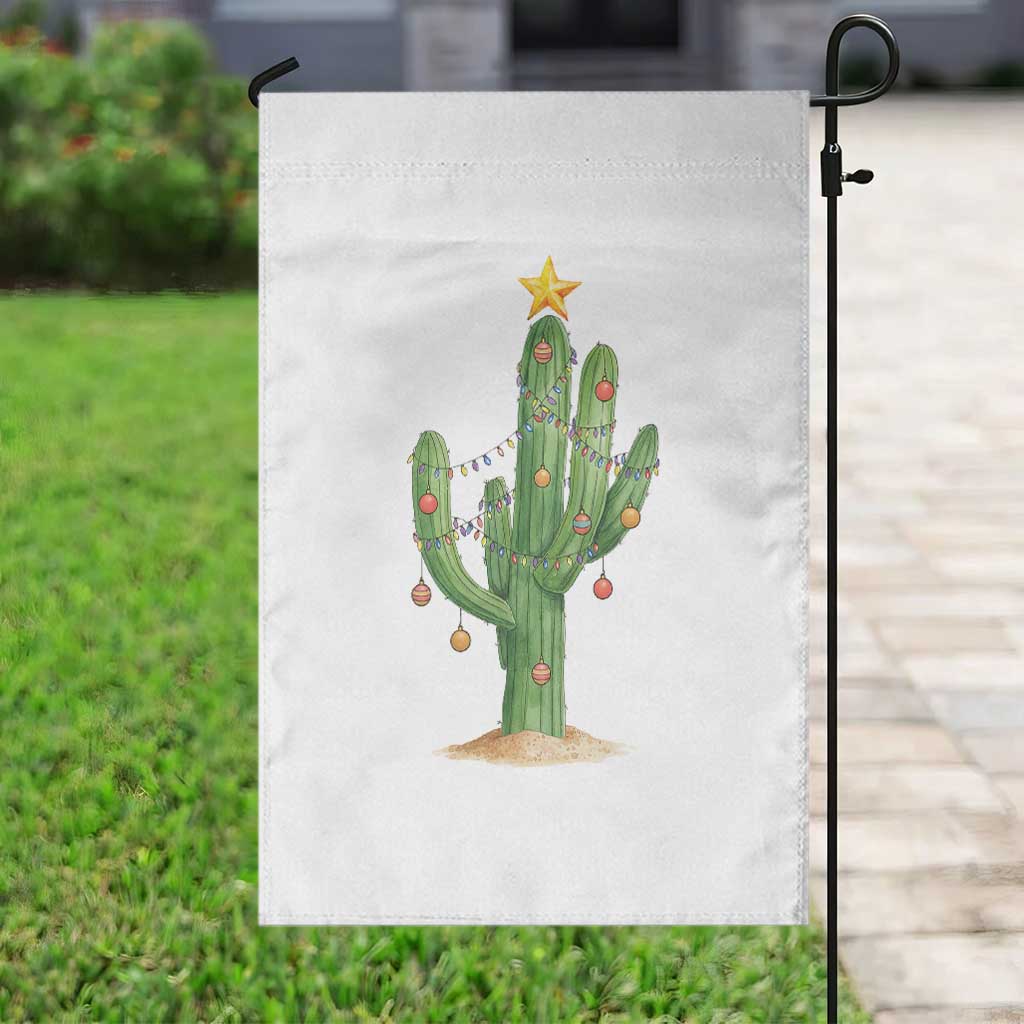 Funny Cactus Christmas Xmas Trees Lights Santa Hat Cactus Lovers Garden Flag TS11 Print Your Wear