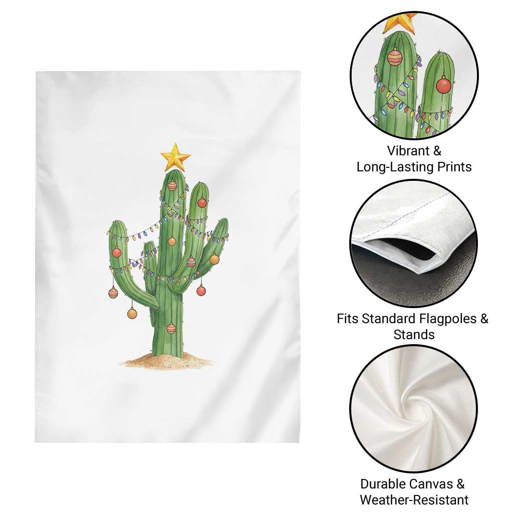 Funny Cactus Christmas Xmas Trees Lights Santa Hat Cactus Lovers Garden Flag TS11 Print Your Wear