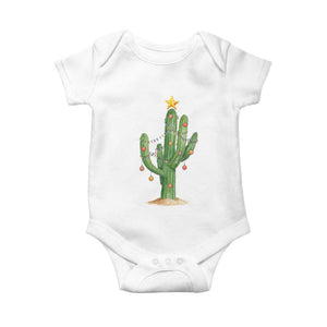 Funny Cactus Christmas Xmas Trees Lights Santa Hat Cactus Lovers Baby Onesie TS11 White Print Your Wear