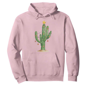 Funny Cactus Christmas Xmas Trees Lights Santa Hat Cactus Lovers Hoodie TS11 Light Pink Print Your Wear