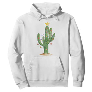 Funny Cactus Christmas Xmas Trees Lights Santa Hat Cactus Lovers Hoodie TS11 White Print Your Wear