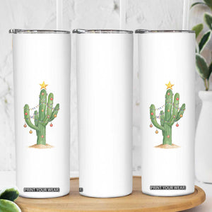 Funny Cactus Christmas Xmas Trees Lights Santa Hat Cactus Lovers Skinny Tumbler TS11 Print Your Wear