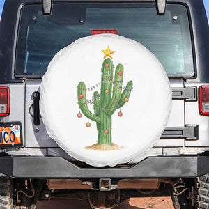 Funny Cactus Christmas Xmas Trees Lights Santa Hat Cactus Lovers Spare Tire Cover TS11 No hole White Print Your Wear
