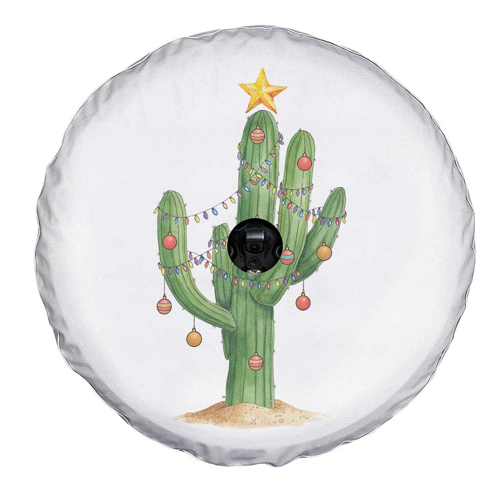 Funny Cactus Christmas Xmas Trees Lights Santa Hat Cactus Lovers Spare Tire Cover TS11 Print Your Wear