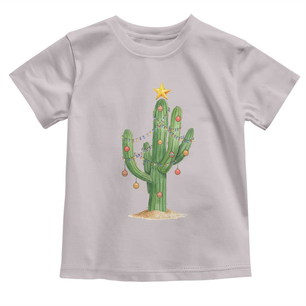 Funny Cactus Christmas Xmas Trees Lights Santa Hat Cactus Lovers Toddler T Shirt TS11 Ice Gray Print Your Wear