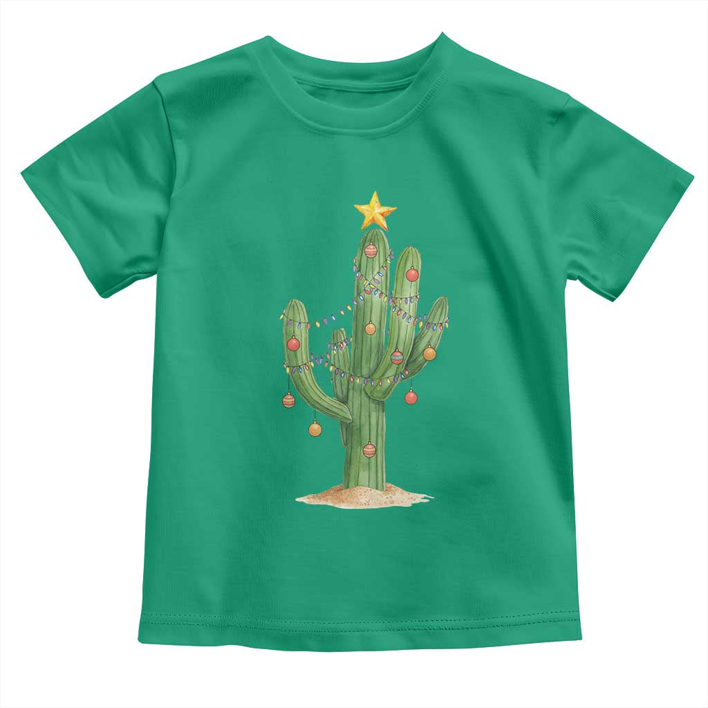 Funny Cactus Christmas Xmas Trees Lights Santa Hat Cactus Lovers Toddler T Shirt TS11 Irish Green Print Your Wear