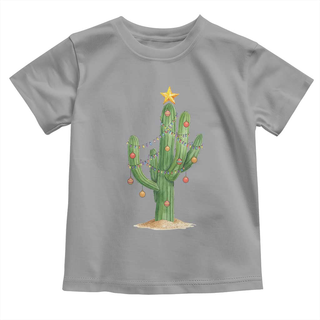 Funny Cactus Christmas Xmas Trees Lights Santa Hat Cactus Lovers Toddler T Shirt TS11 Sport Gray Print Your Wear