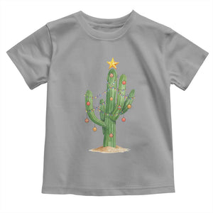 Funny Cactus Christmas Xmas Trees Lights Santa Hat Cactus Lovers Toddler T Shirt TS11 Sport Gray Print Your Wear