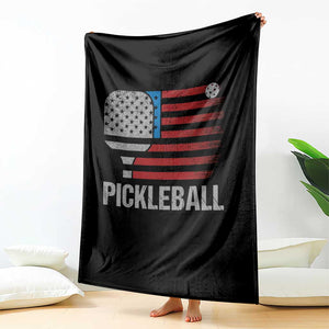 Pickleball Lover Vintage American Flag Throw Blanket 4th of July TS11 Print Your Wear