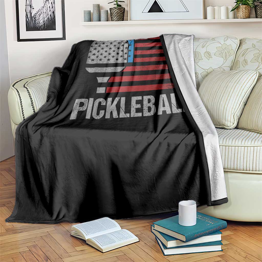 Pickleball Lover Vintage American Flag Throw Blanket 4th of July TS11 Print Your Wear