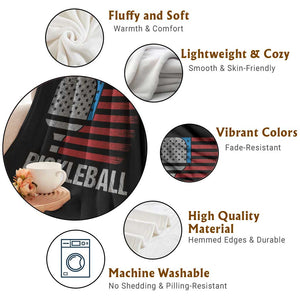 Pickleball Lover Vintage American Flag Throw Blanket 4th of July TS11 Print Your Wear