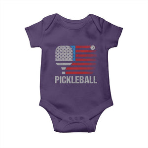 Pickleball Lover Vintage American Flag Baby Onesie 4th of July TS11 Purple Print Your Wear