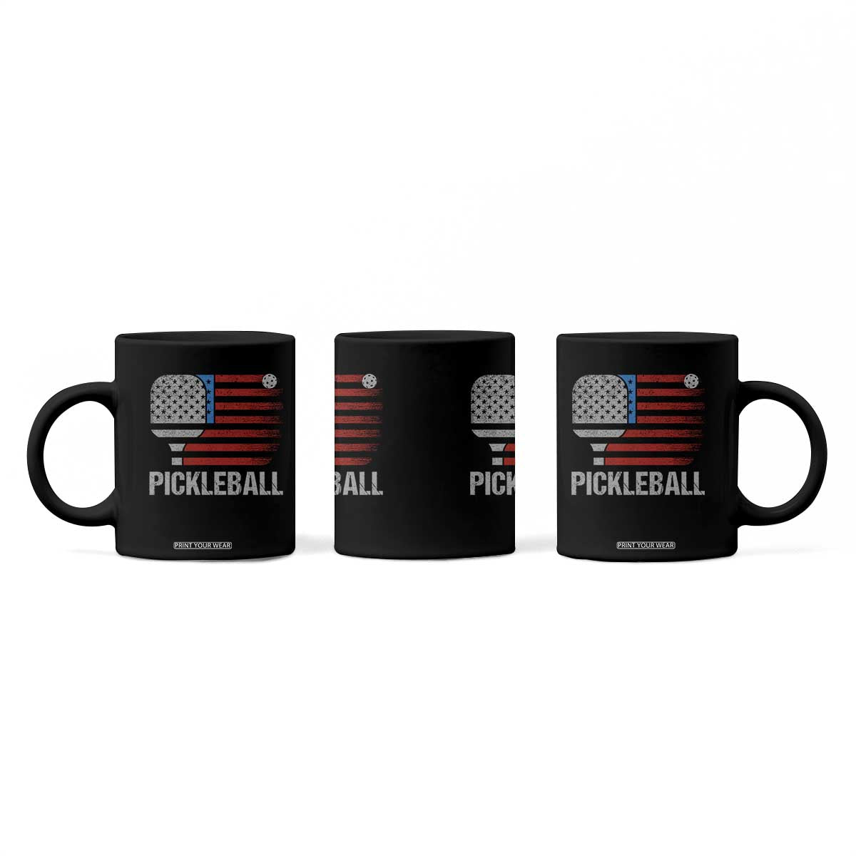 Pickleball Lover Vintage American Flag Coffee Mug 4th of July TS11 Print Your Wear