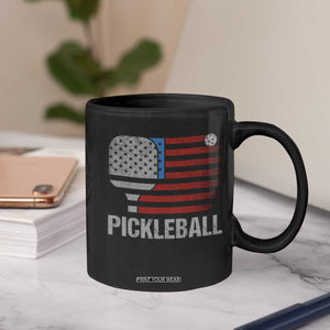 Pickleball Lover Vintage American Flag Coffee Mug 4th of July TS11 Print Your Wear