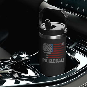 Pickleball Lover Vintage American Flag Flip Straw Tumbler 4th of July TS11 Print Your Wear