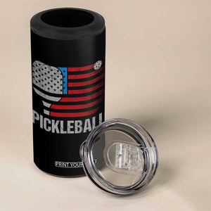 Pickleball Lover Vintage American Flag 4 in 1 Can Cooler Tumbler 4th of July TS11 Print Your Wear