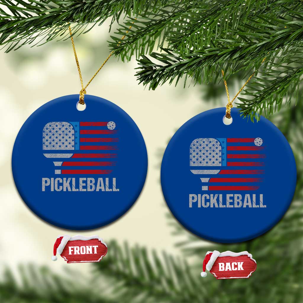 Pickleball Lover Vintage American Flag Ceramic Ornament 4th of July TS11 1pc Blue Print Your Wear