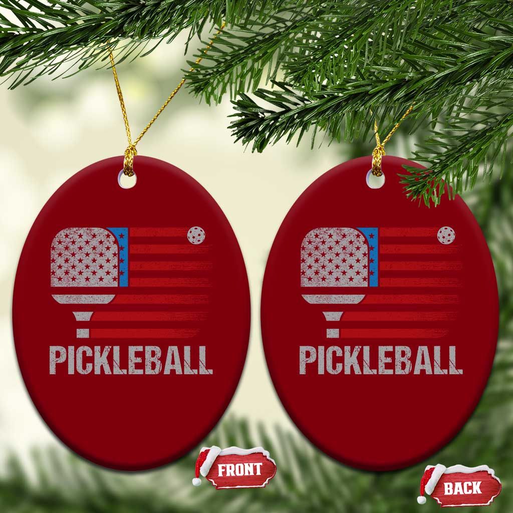 Pickleball Lover Vintage American Flag Ceramic Ornament 4th of July TS11 Print Your Wear