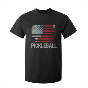 Pickleball Lover Vintage American Flag T Shirt For Kid 4th of July TS11 Black Print Your Wear
