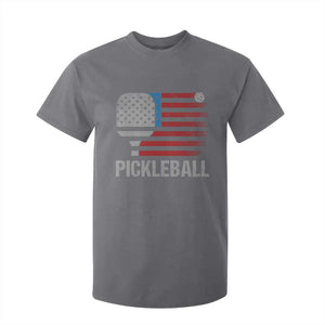 Pickleball Lover Vintage American Flag T Shirt For Kid 4th of July TS11 Charcoal Print Your Wear