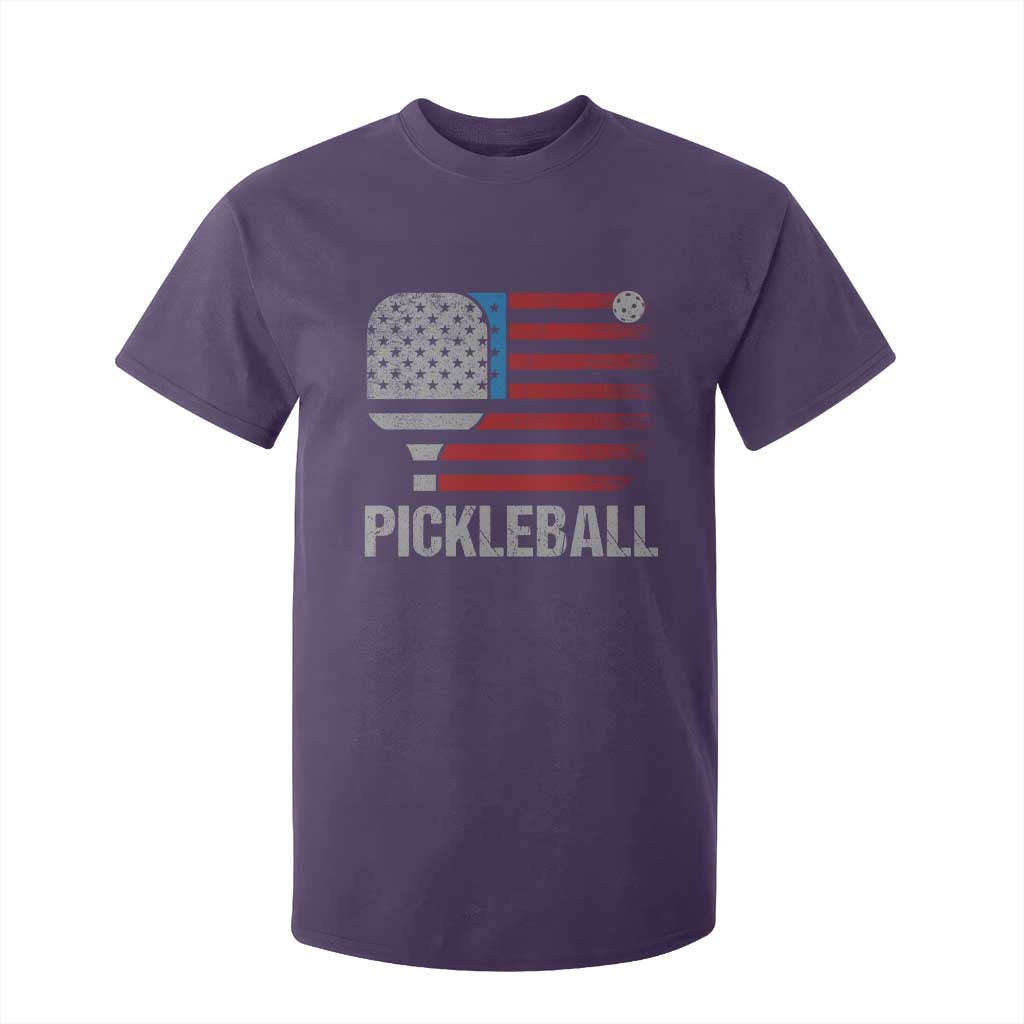 Pickleball Lover Vintage American Flag T Shirt For Kid 4th of July TS11 Purple Print Your Wear