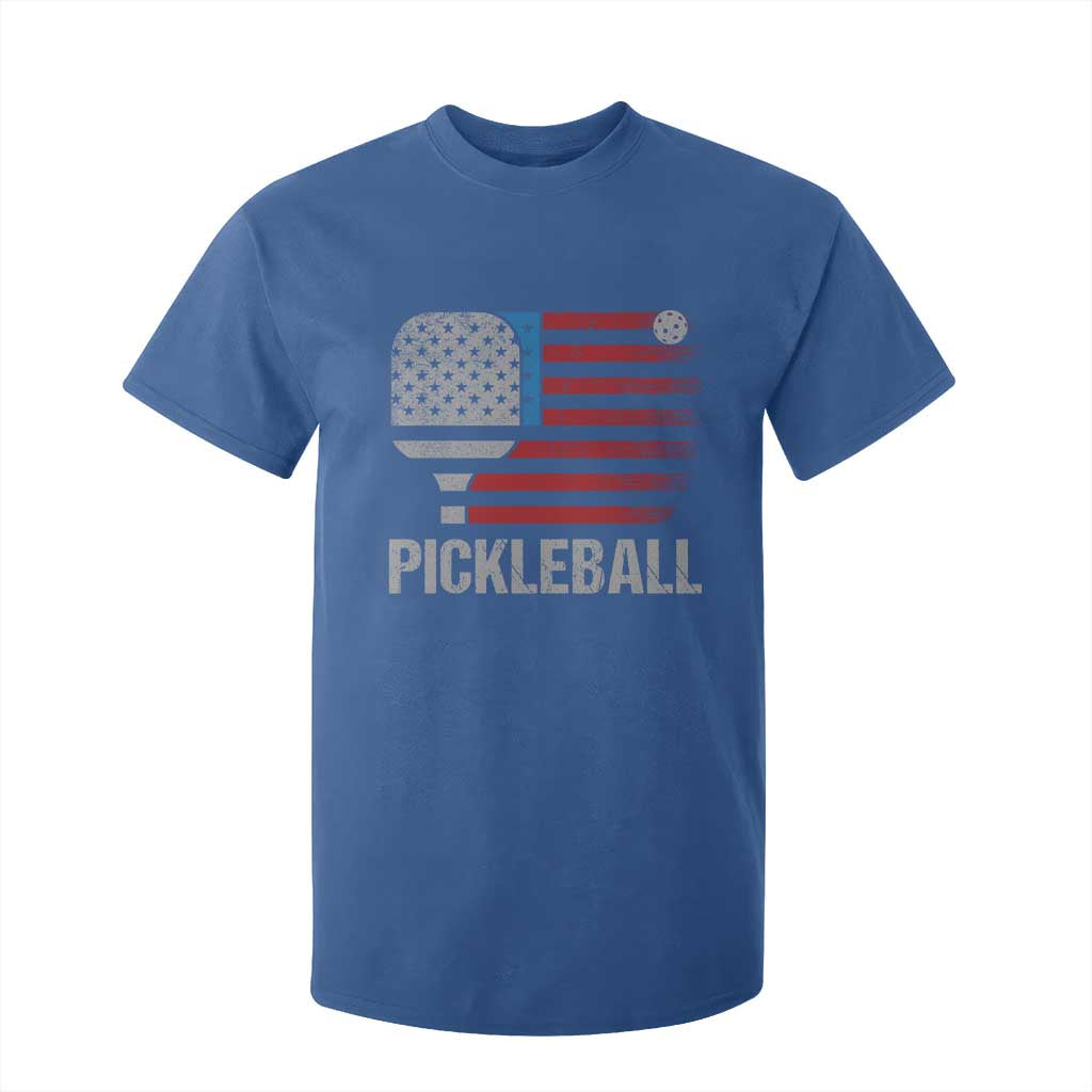 Pickleball Lover Vintage American Flag T Shirt For Kid 4th of July TS11 Royal Blue Print Your Wear