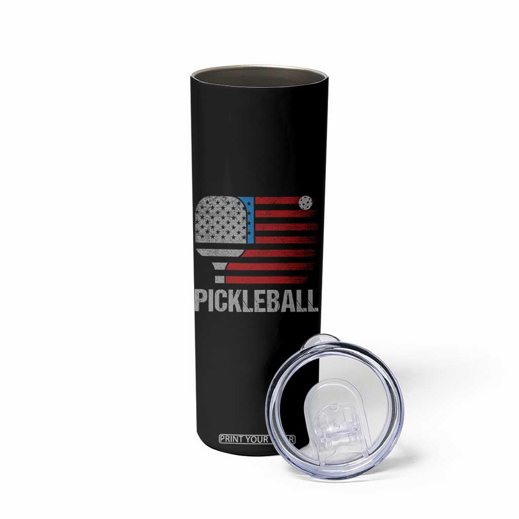 Pickleball Lover Vintage American Flag Skinny Tumbler 4th of July TS11 Print Your Wear