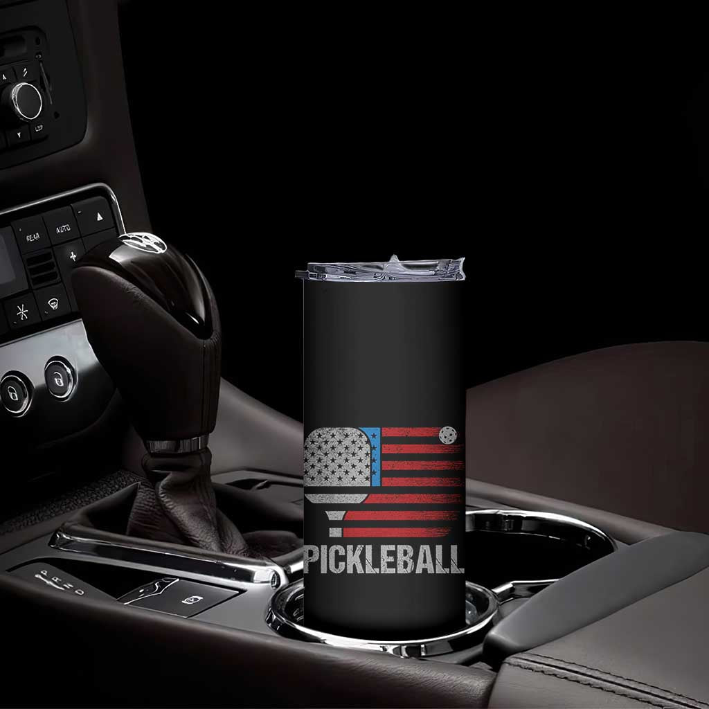 Pickleball Lover Vintage American Flag Skinny Tumbler 4th of July TS11 Print Your Wear