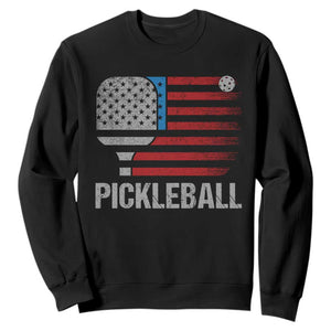 Pickleball Lover Vintage American Flag Sweatshirt 4th of July TS11 Black Print Your Wear
