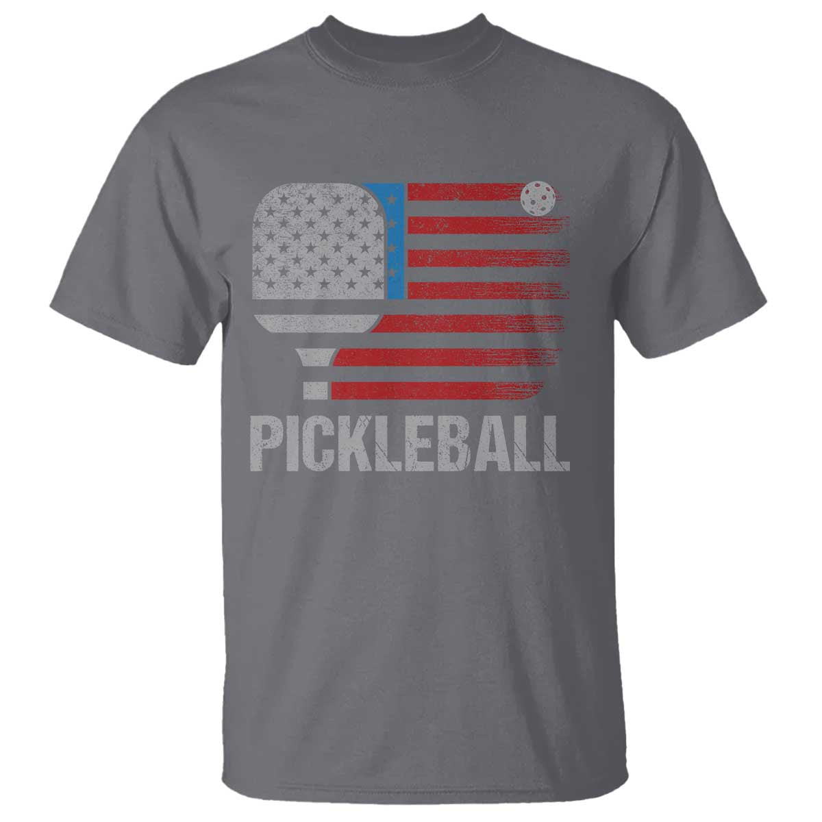 Pickleball Lover Vintage American Flag T Shirt 4th of July TS11 Charcoal Print Your Wear