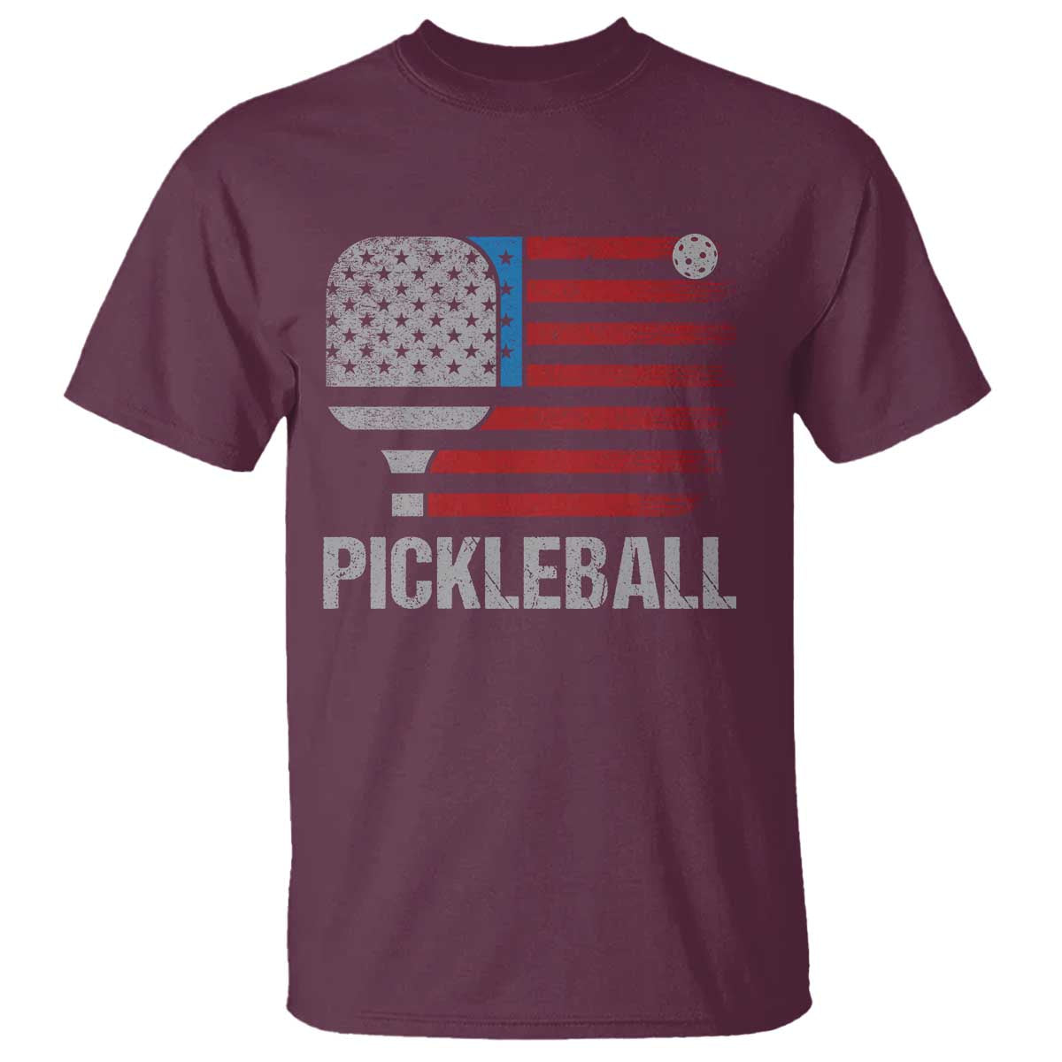 Pickleball Lover Vintage American Flag T Shirt 4th of July TS11 Maroon Print Your Wear