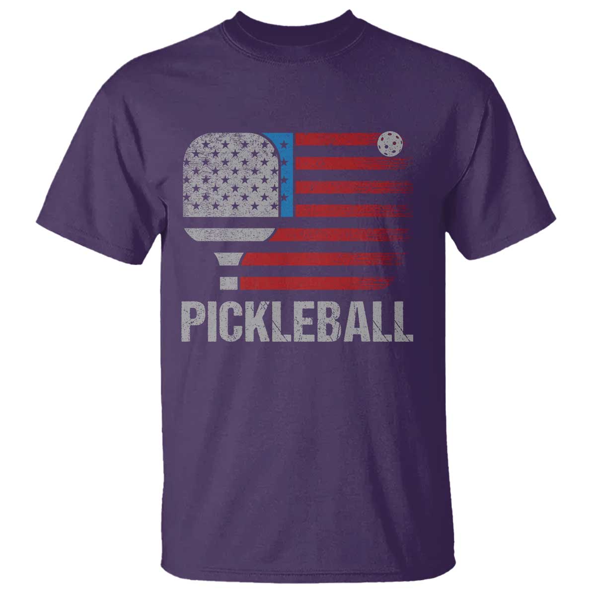 Pickleball Lover Vintage American Flag T Shirt 4th of July TS11 Purple Print Your Wear