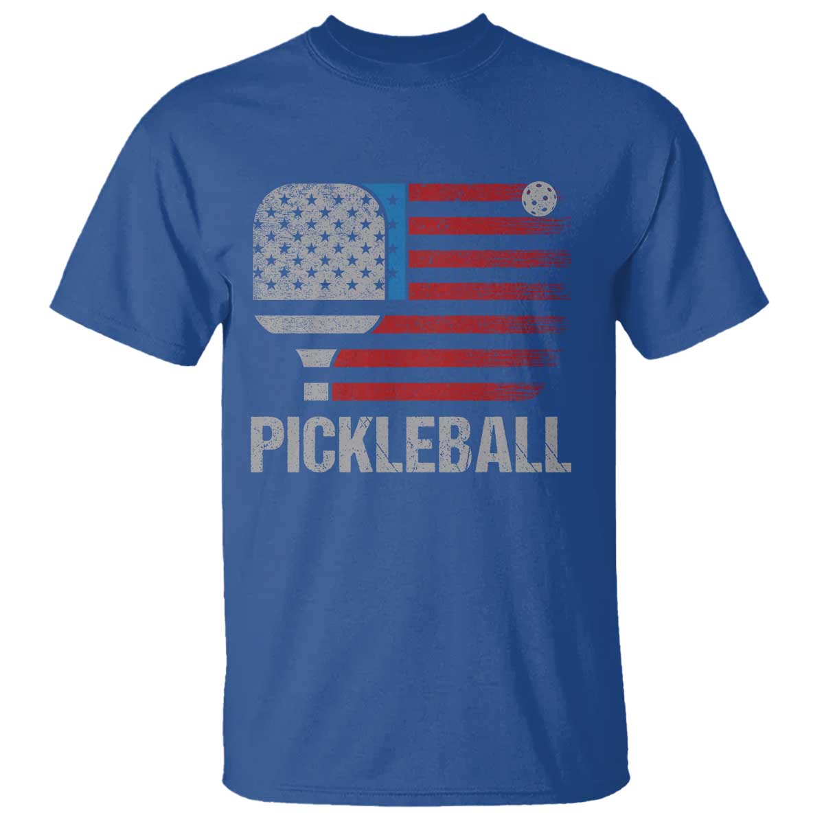 Pickleball Lover Vintage American Flag T Shirt 4th of July TS11 Royal Blue Print Your Wear