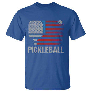 Pickleball Lover Vintage American Flag T Shirt 4th of July TS11 Royal Blue Print Your Wear