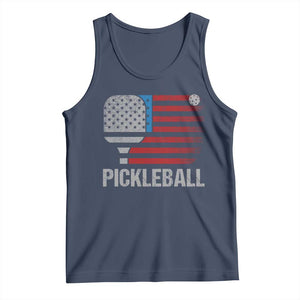 Pickleball Lover Vintage American Flag Tank Top 4th of July TS11 Navy Print Your Wear