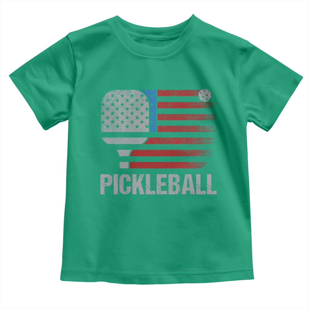 Pickleball Lover Vintage American Flag Toddler T Shirt 4th of July TS11 Irish Green Print Your Wear